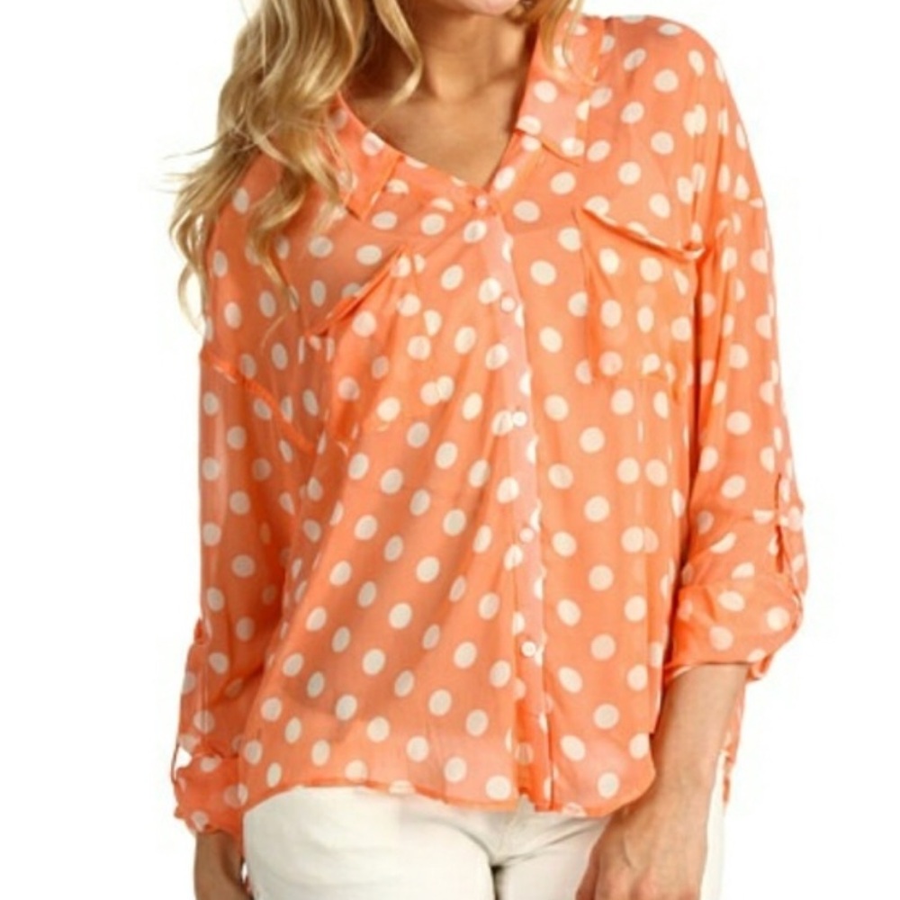 free people coral easy rider blouse